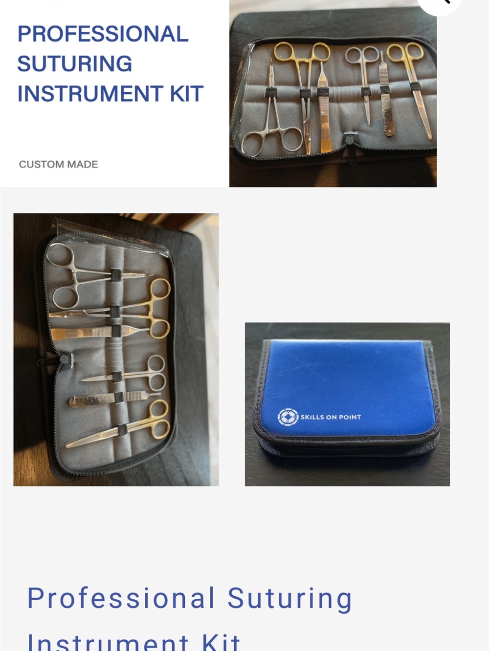 Professional Suturing Instrument Kit with skin practice pad